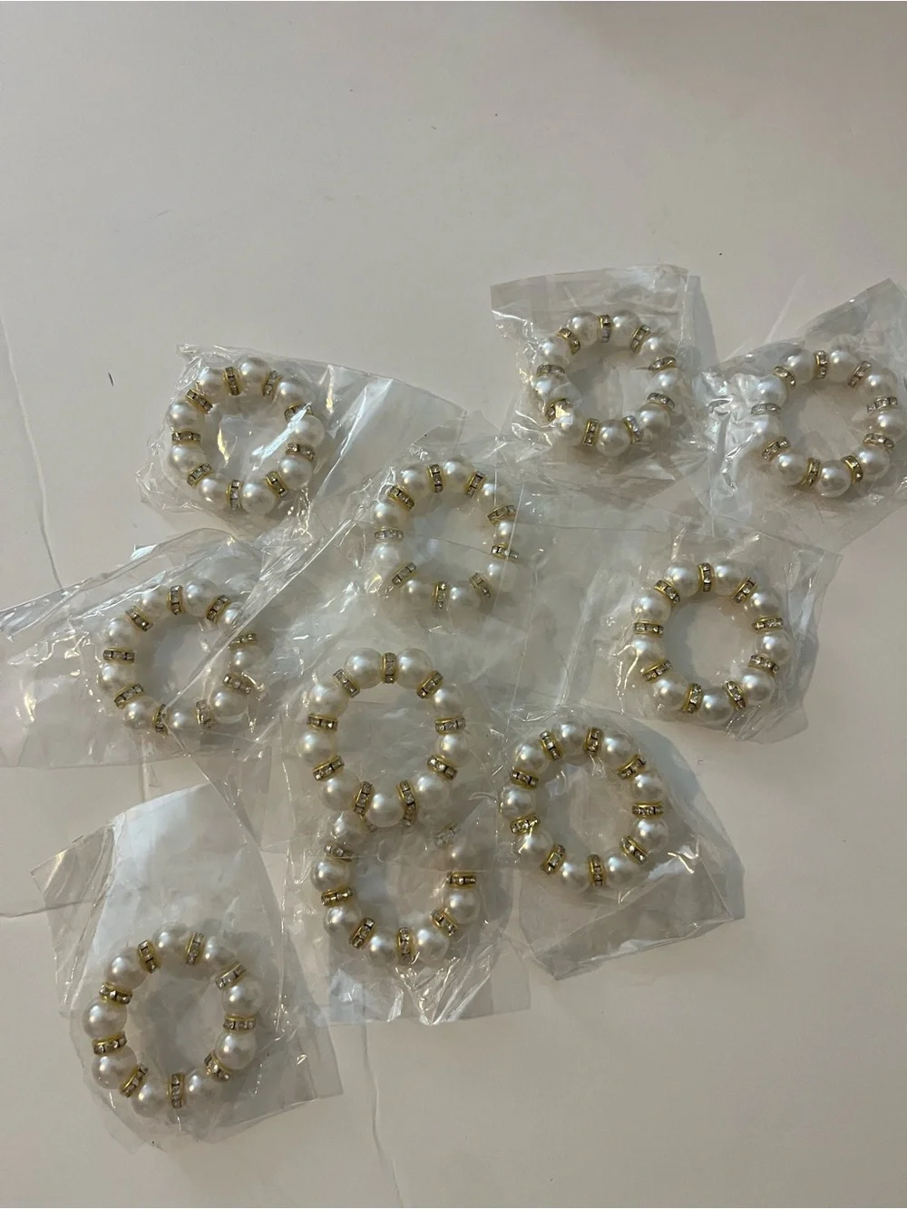 Pearl and Gold Bead Stretch Bracelet - White